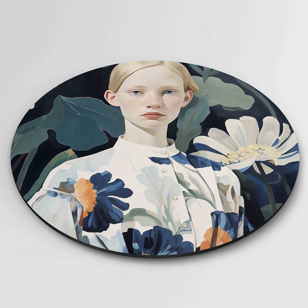 Vrouw met bloemen Muurcirkel