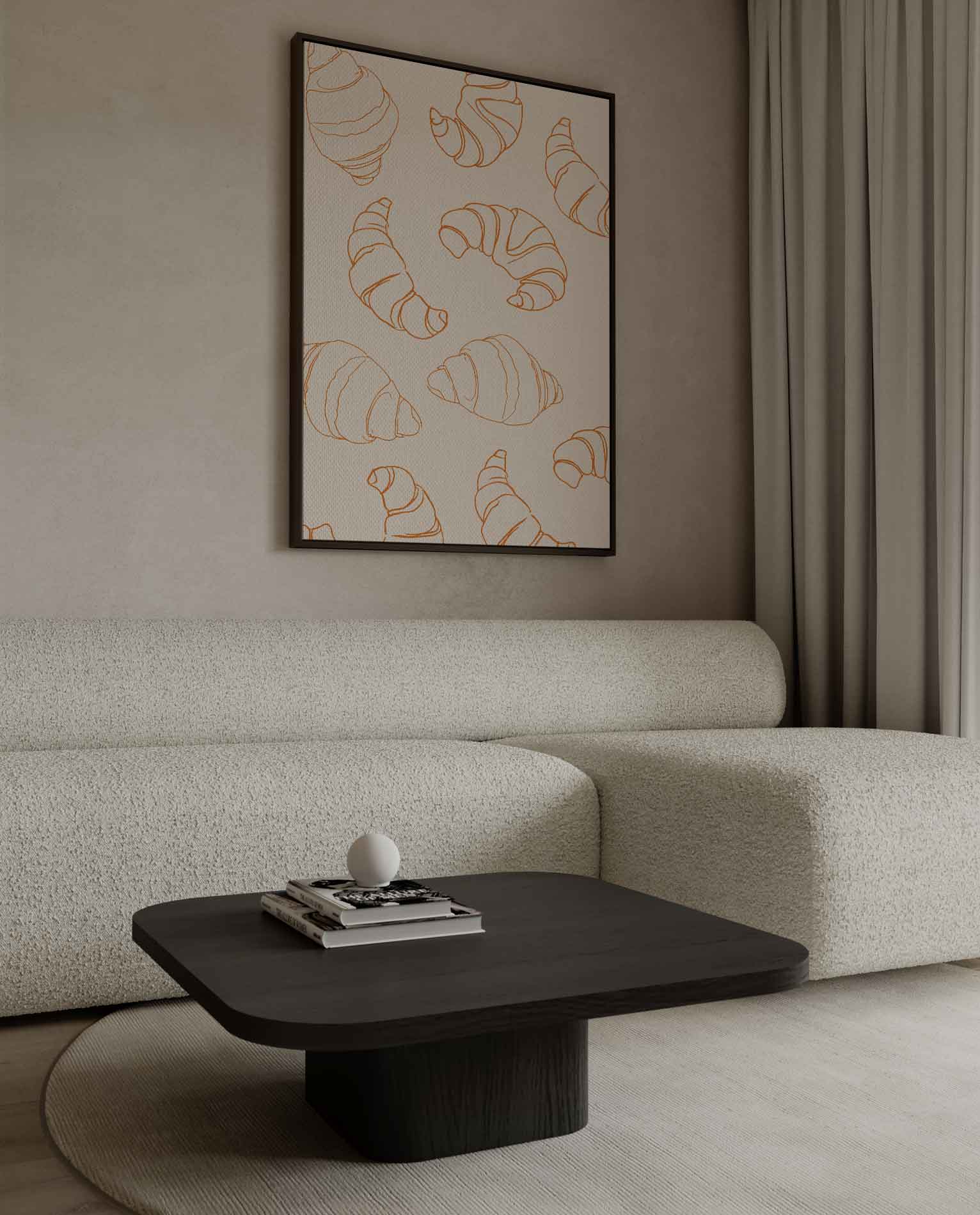 Croissant Illustratie Patroon Kunstwerk-canvas-dibond-plexiglas-wanddecoratie-WallArtistic