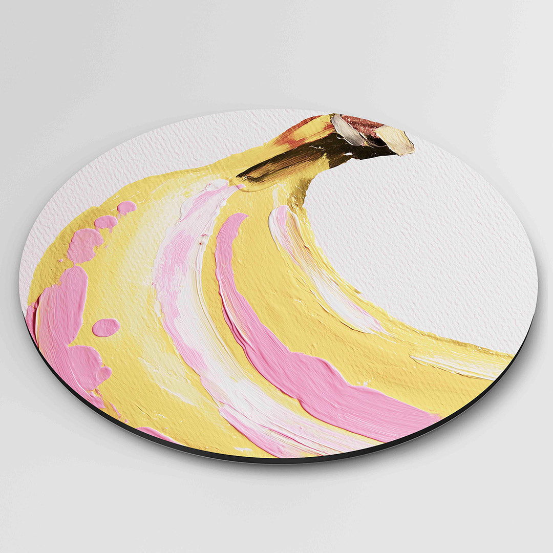 Banaan met roze accenten Muurcirkel