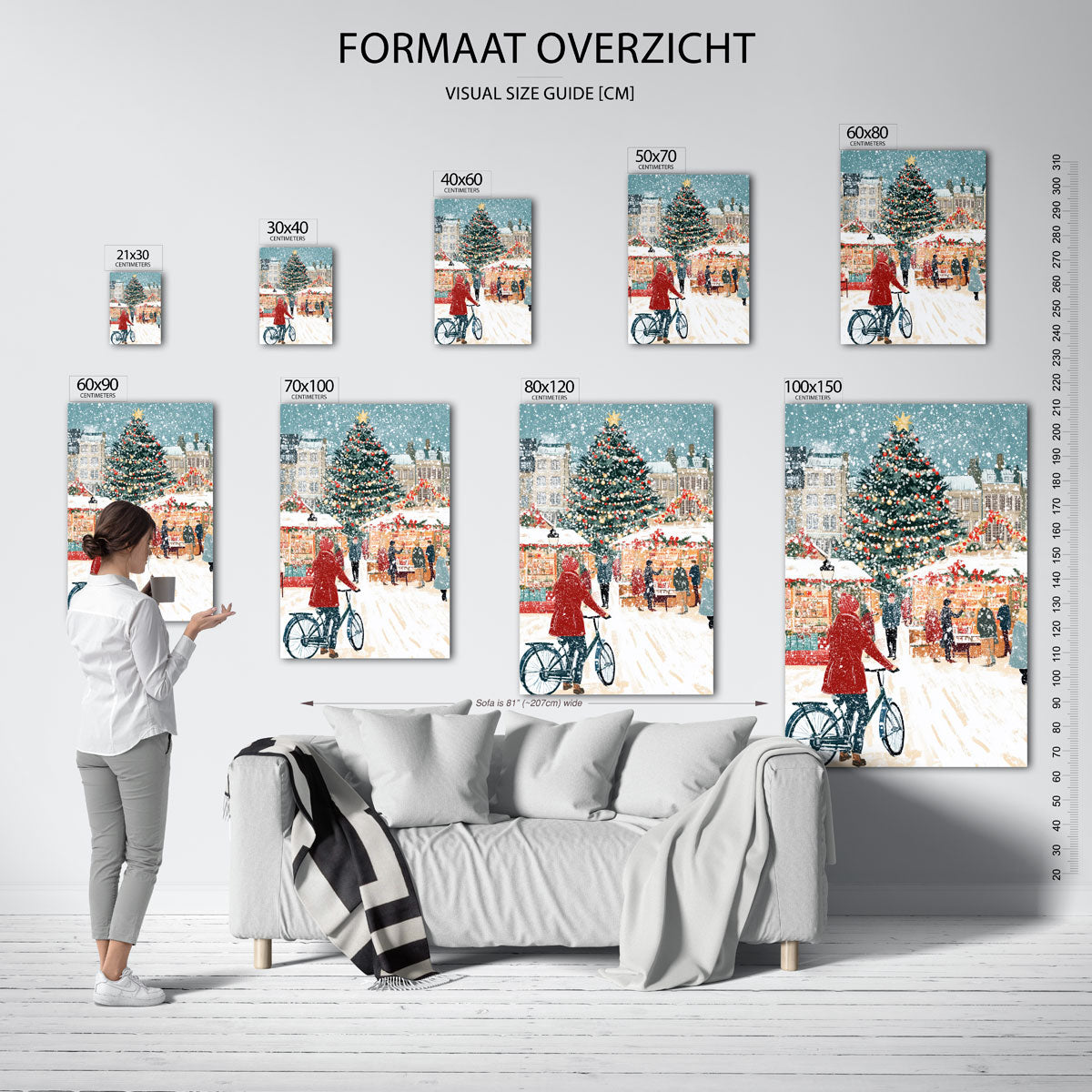Kerstmarkt met sneeuw Poster