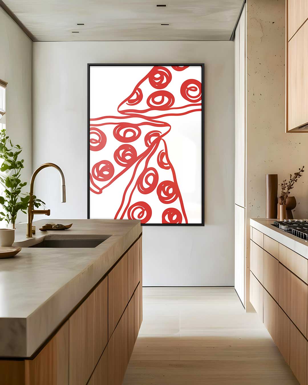 Kunstzinnige Pizza Print Kunstwerk-canvas-dibond-plexiglas-wanddecoratie-WallArtistic