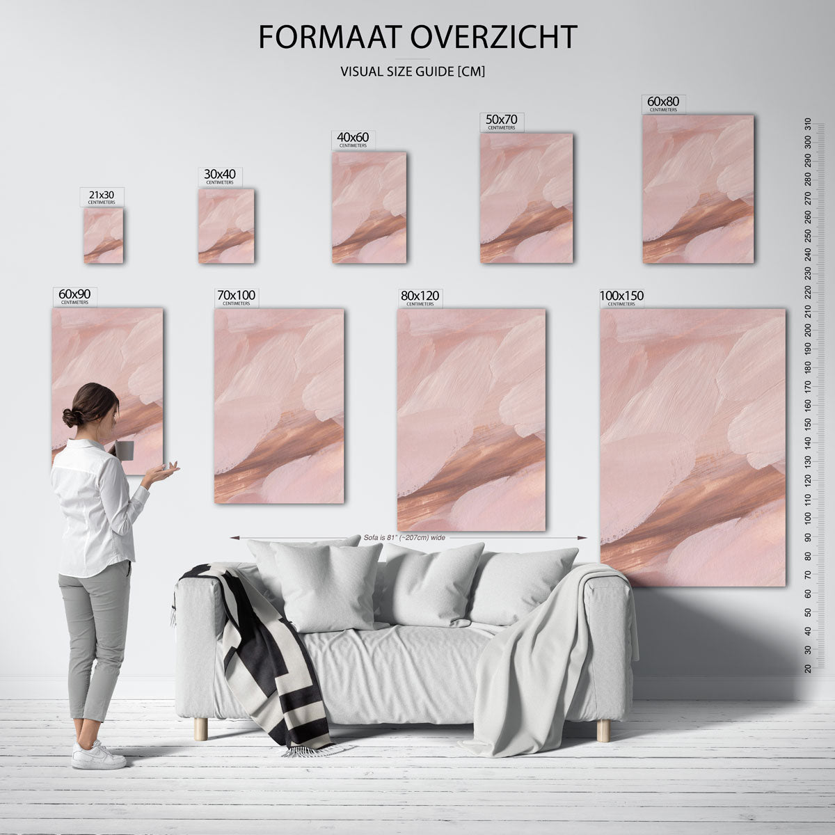Abstracte roze penseelstreken Poster