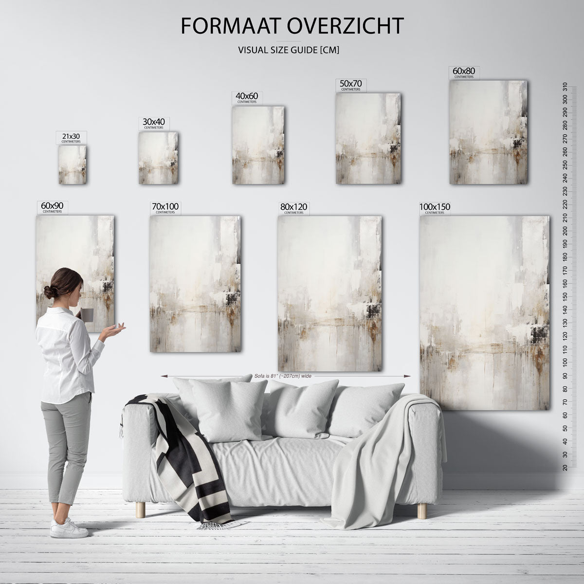 Abstracte beige en grijze Poster