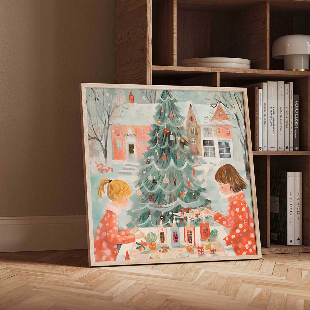 Kerstboom en kinderen Poster