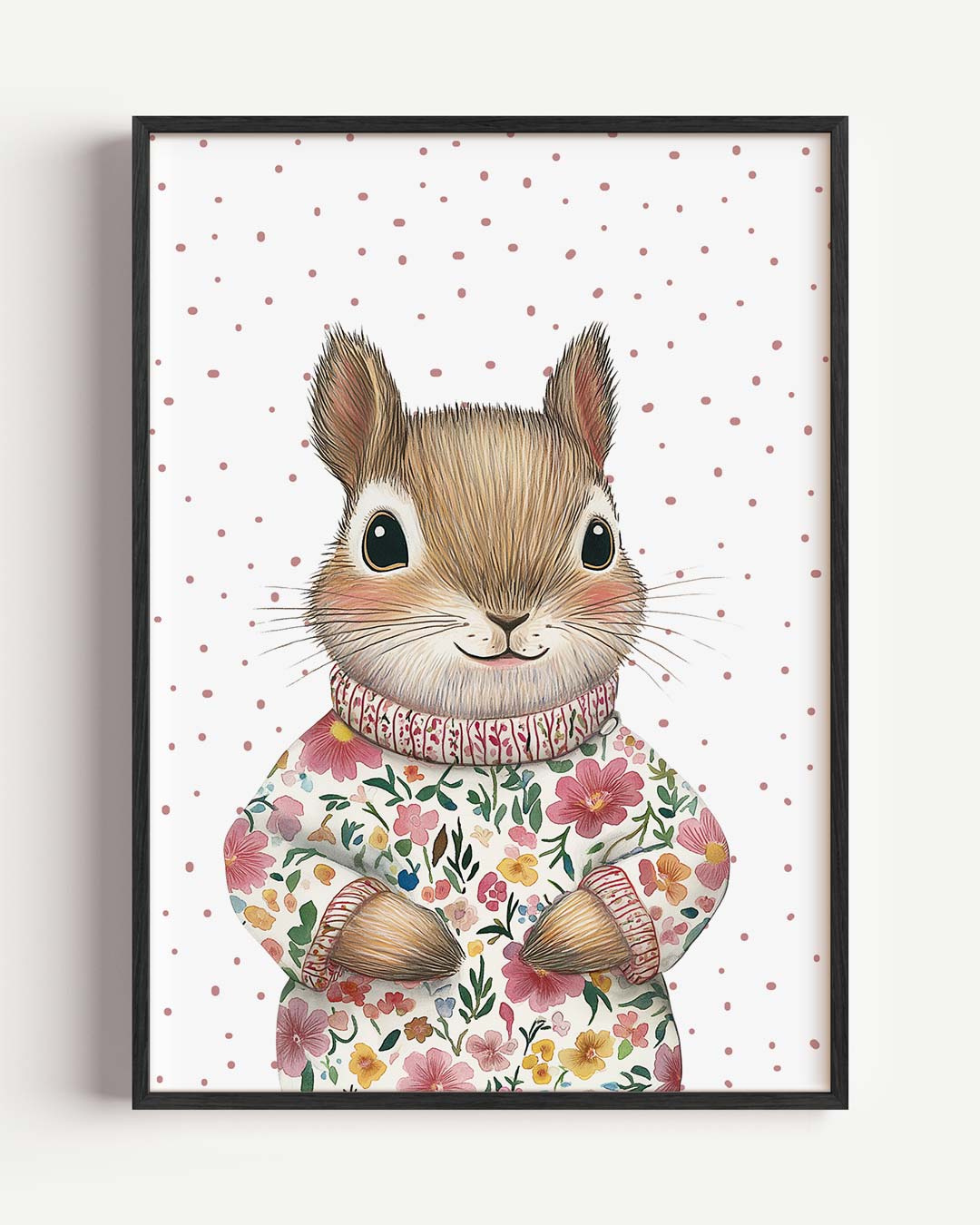 Vrolijke Bloemensweater Eekhoorn Poster-WallArtistic