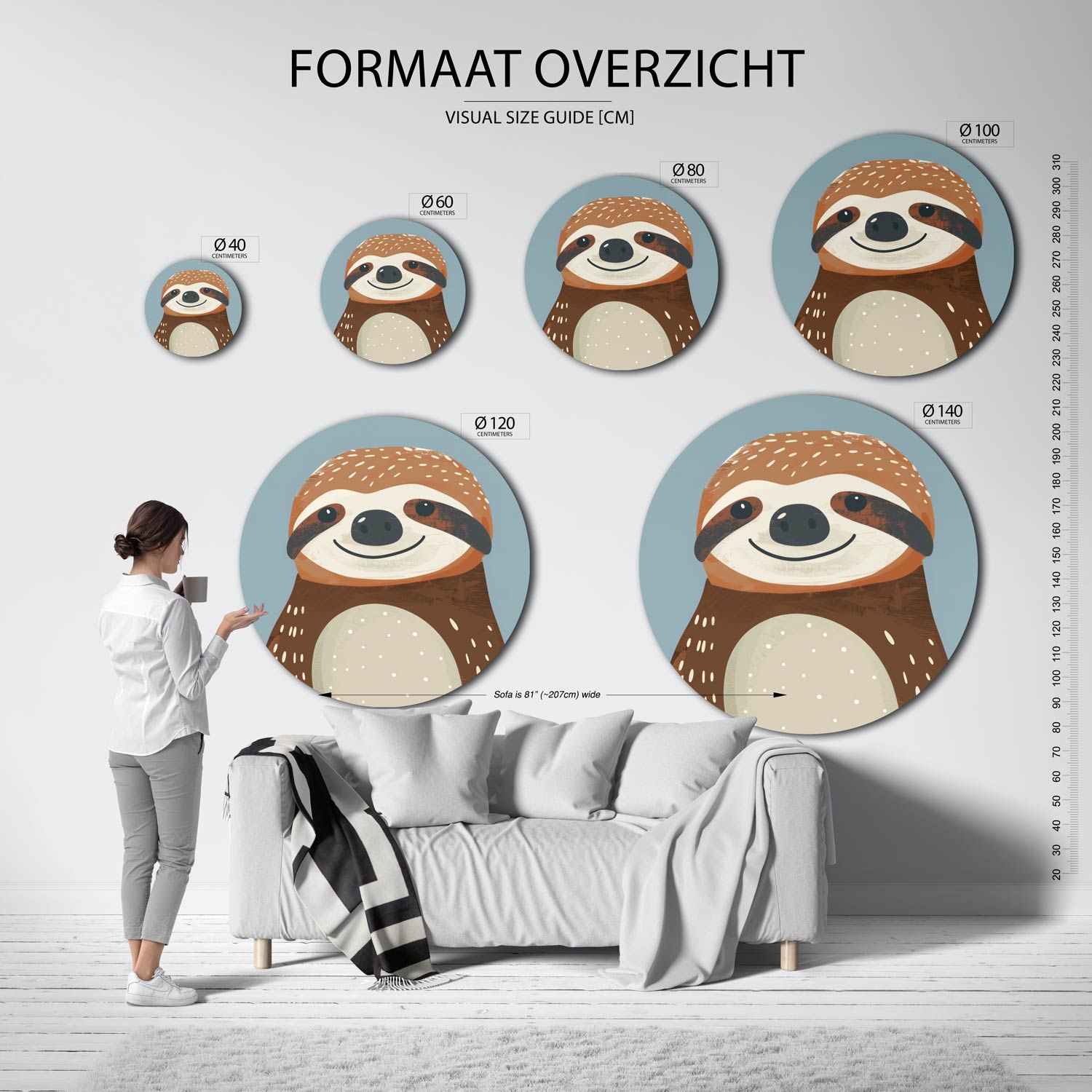 Lachende luiaard Muurcirkel