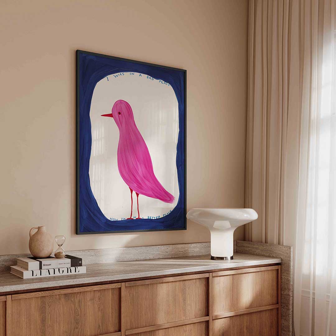 Roze vogel Poster