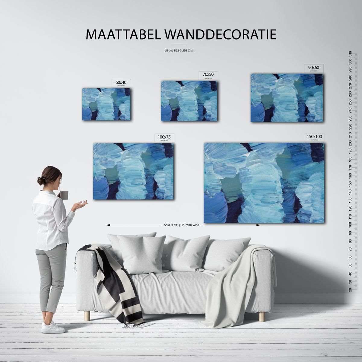 Dynamische blauwtinten Kunstwerk