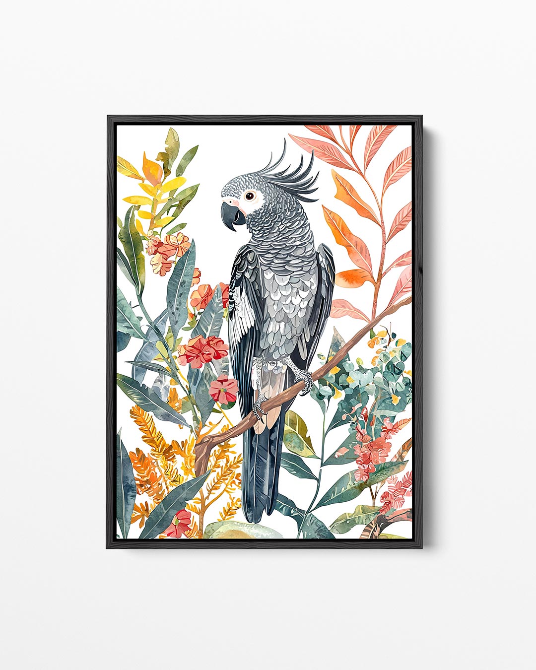 Papegaai en bladeren Kunstwerk
