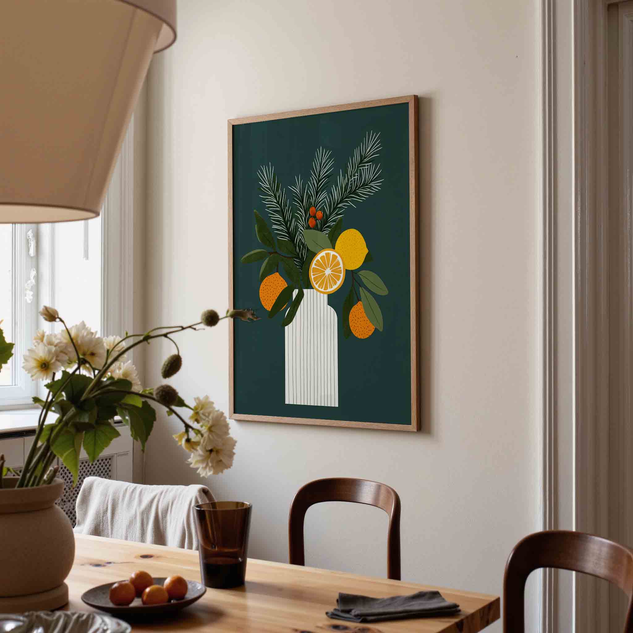 Citrus en dennentakken Poster