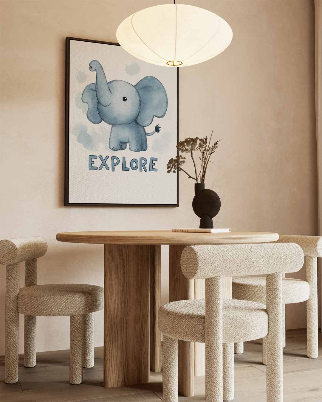 Dromerige Olifant Avontuur Kunstwerk-canvas-dibond-plexiglas-wanddecoratie-WallArtistic