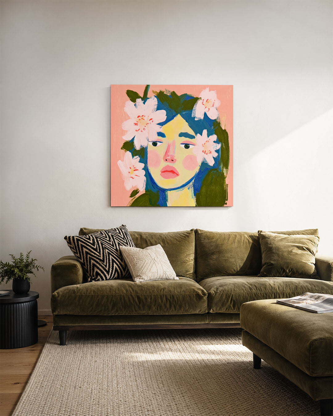 Dromerige bloemenportret Kunstwerk