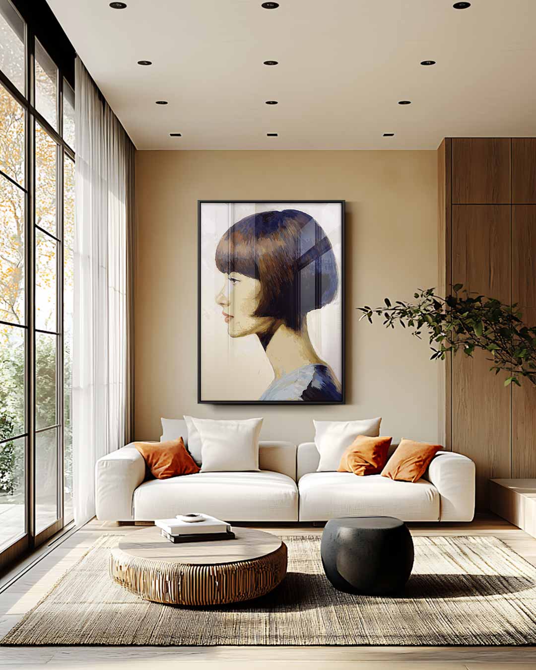Modern Portret in Profiel Kunstwerk-canvas-dibond-plexiglas-wanddecoratie-WallArtistic