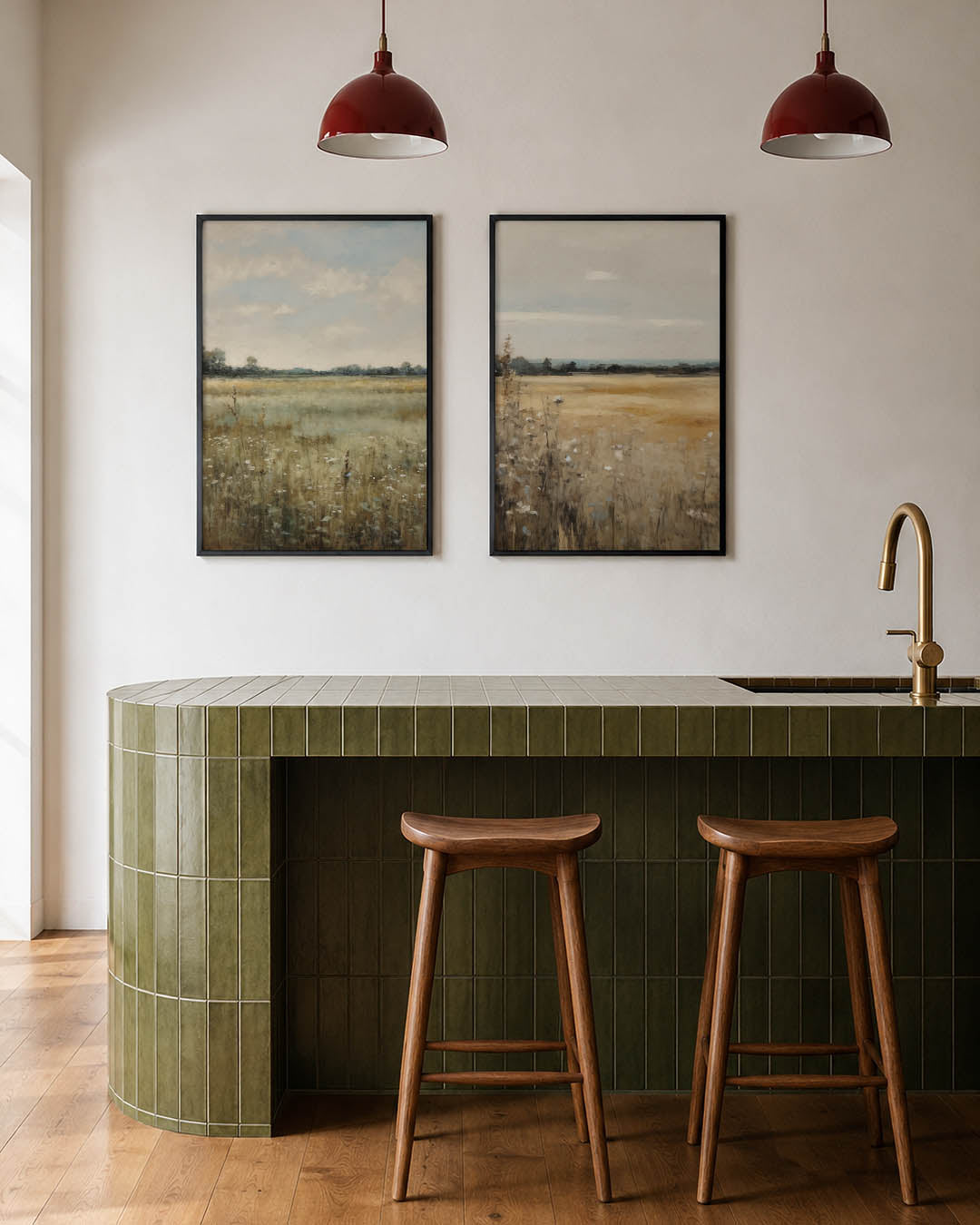 Landschap in zachte kleuren Posterset