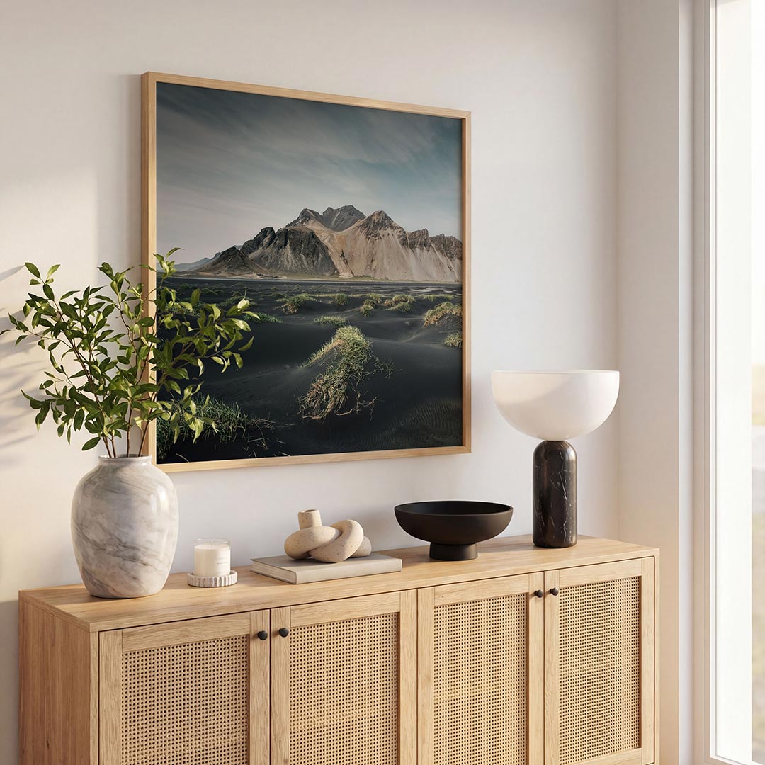 Berglandschap met gras Poster