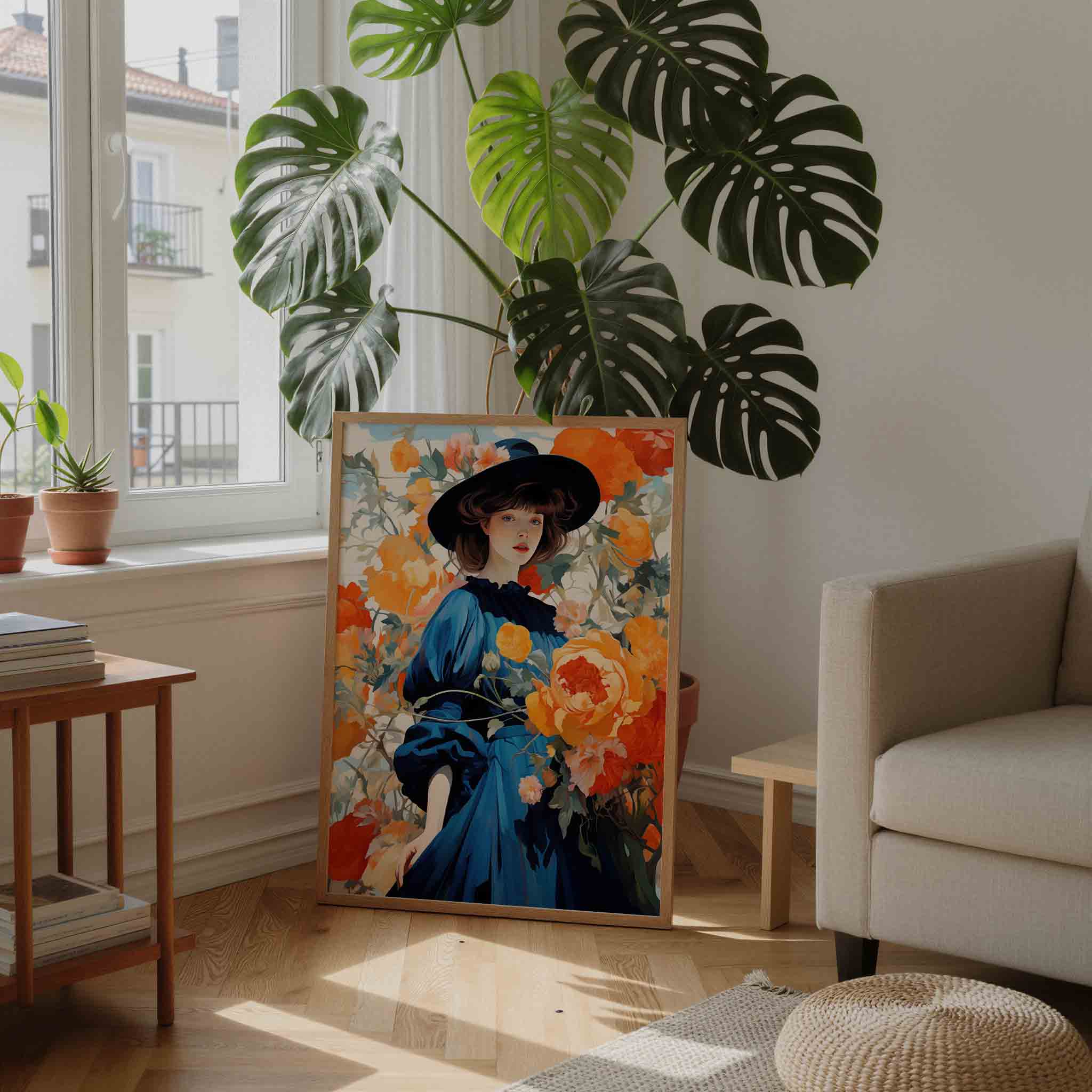 Vrouw met bloemen Poster