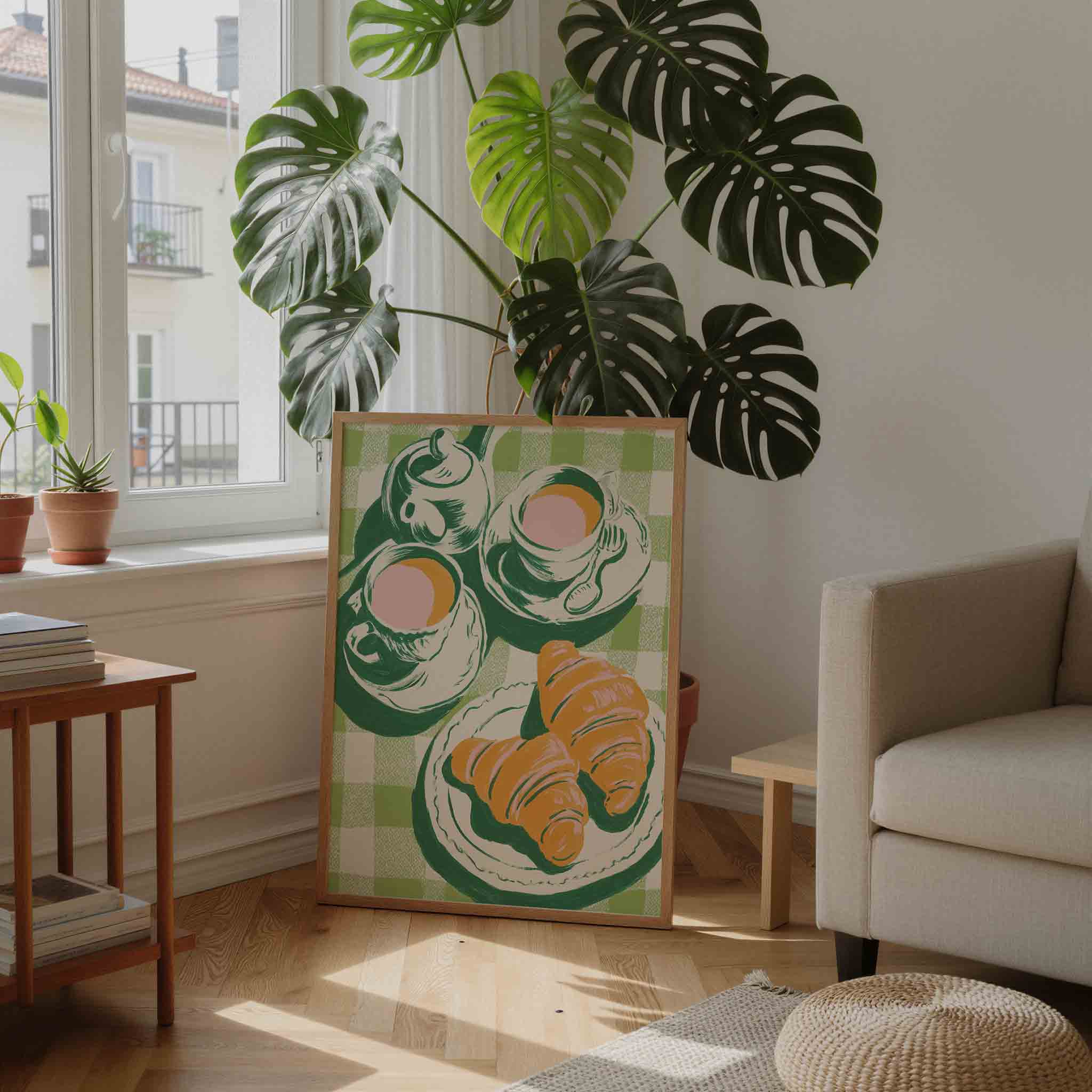 Ontbijt met croissants Poster