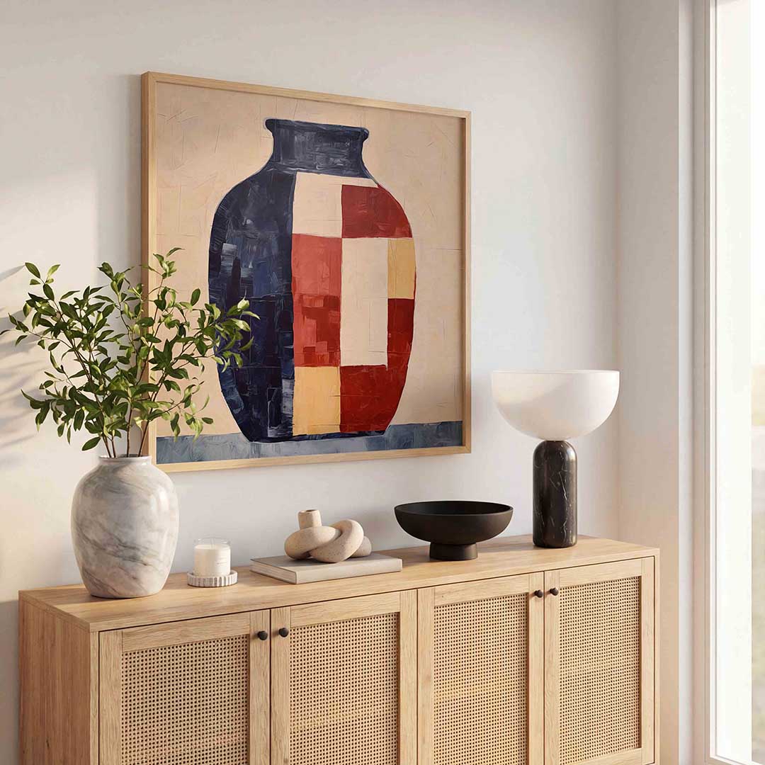 Vaas met geometrische patronen Poster