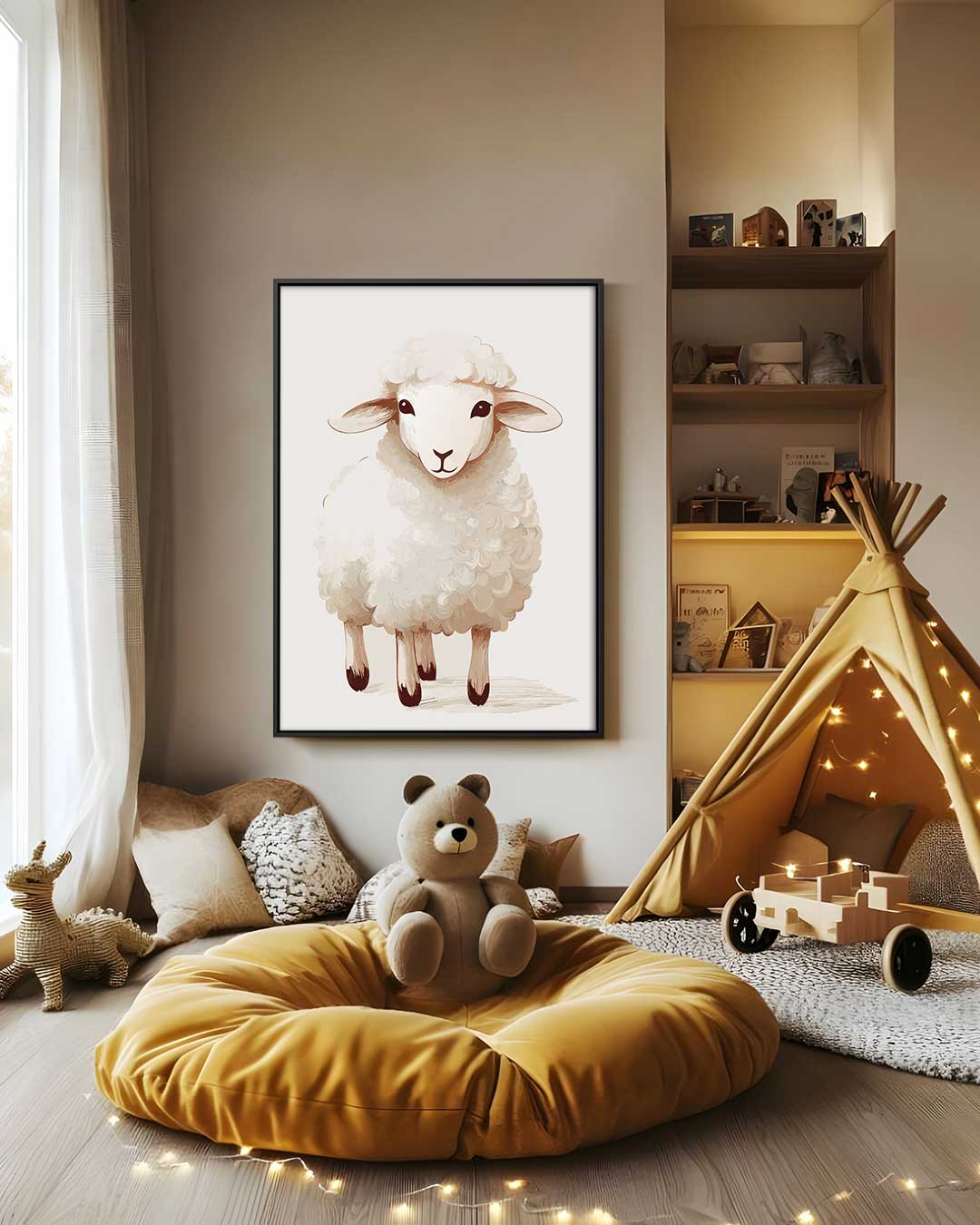 Schattig Wollen Schaapje Kunstwerk-canvas-dibond-plexiglas-wanddecoratie-WallArtistic