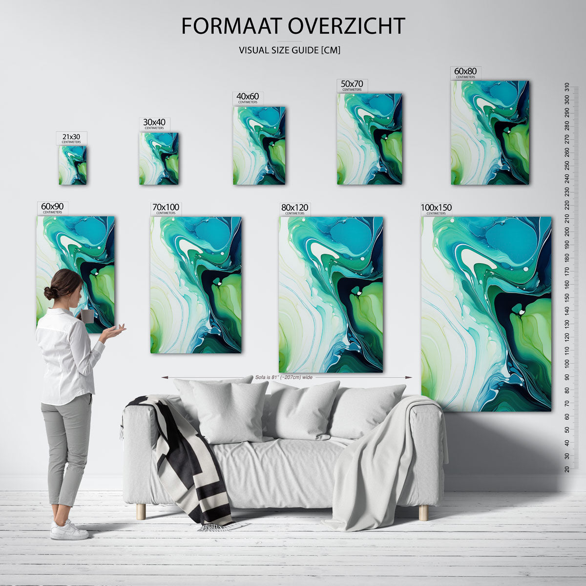Abstracte groene en blauwe Poster
