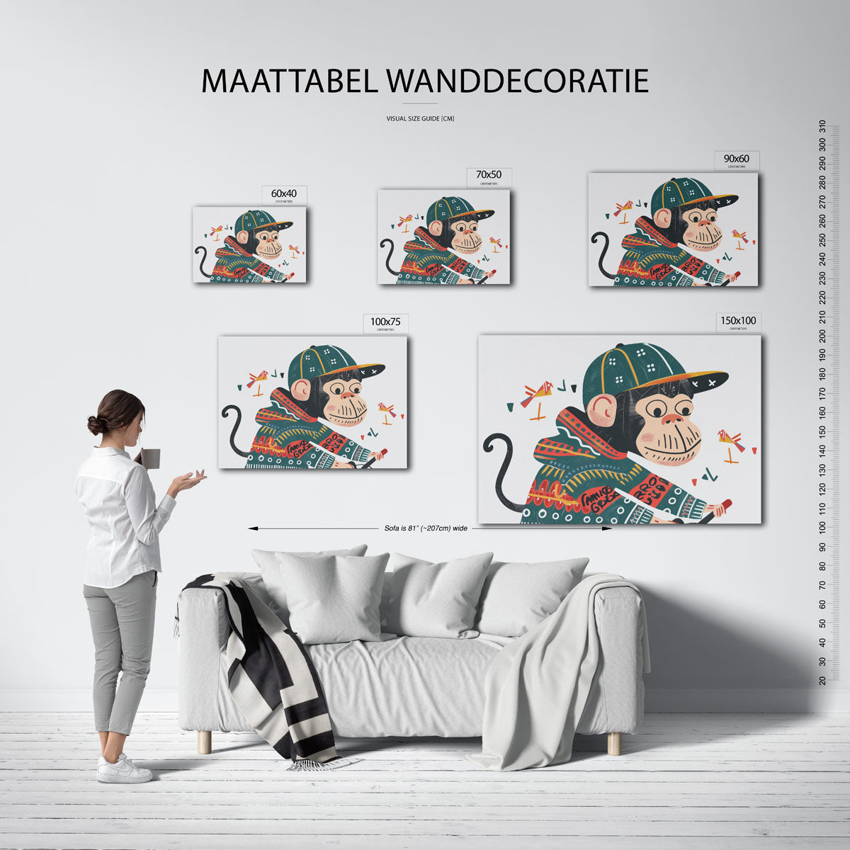 Speelse aap illustratie Kunstwerk