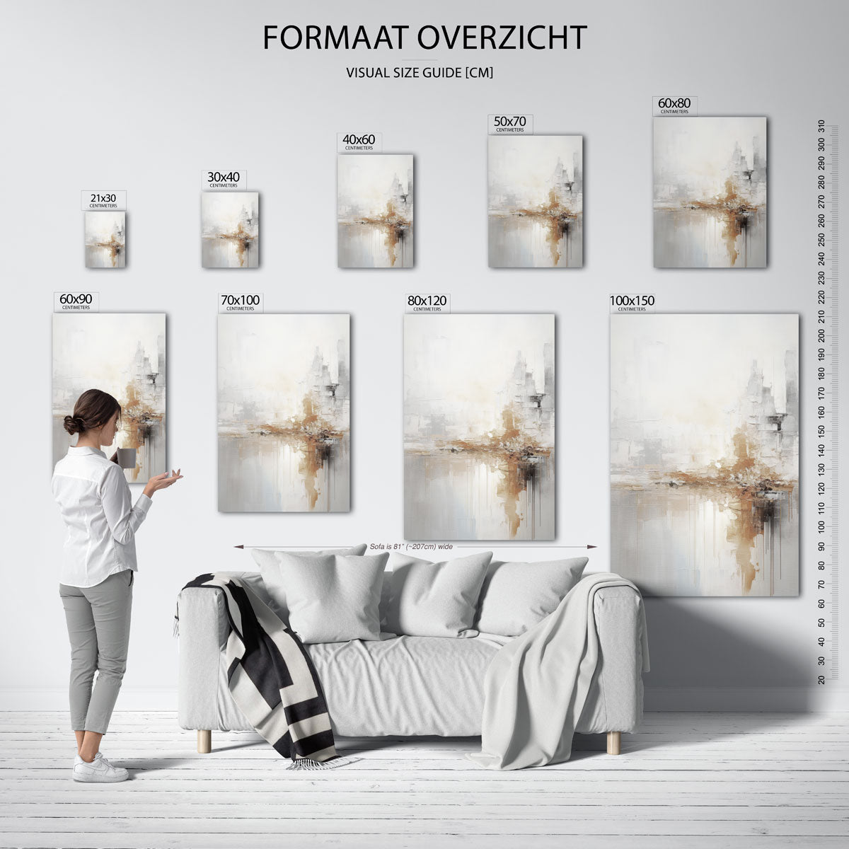 Abstracte beige en grijze Poster