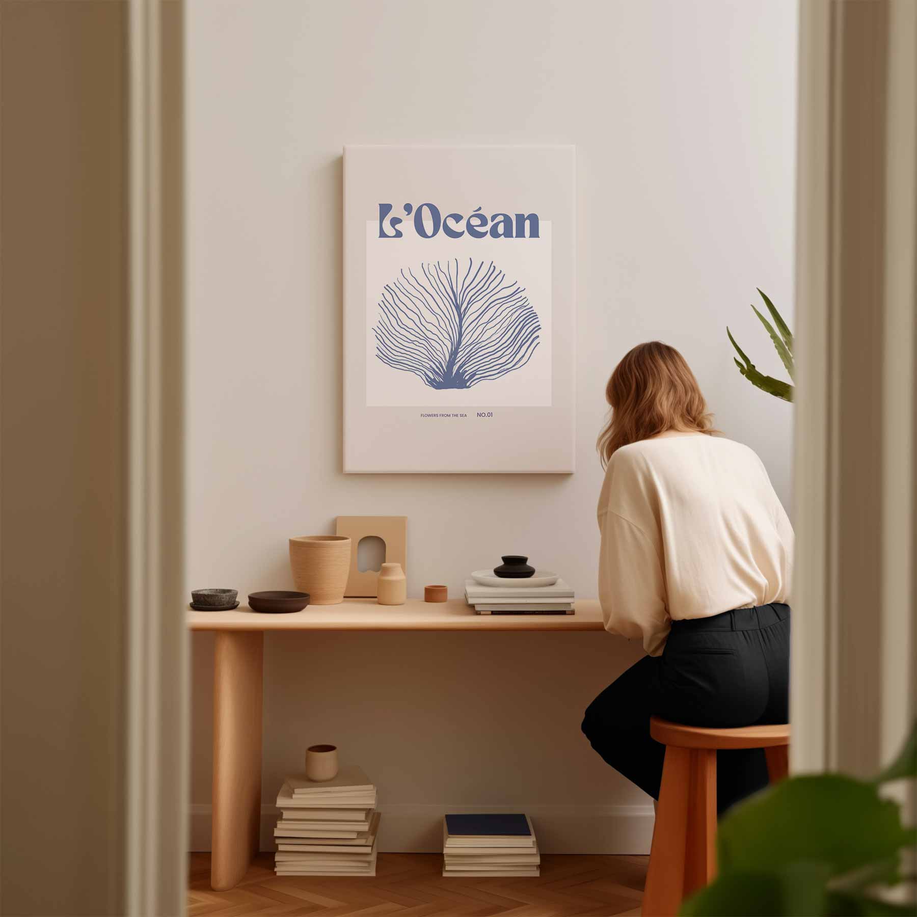 L'Océan - Bloem van de Zee Kunstwerk-canvas-dibond-plexiglas-wanddecoratie-WallArtistic