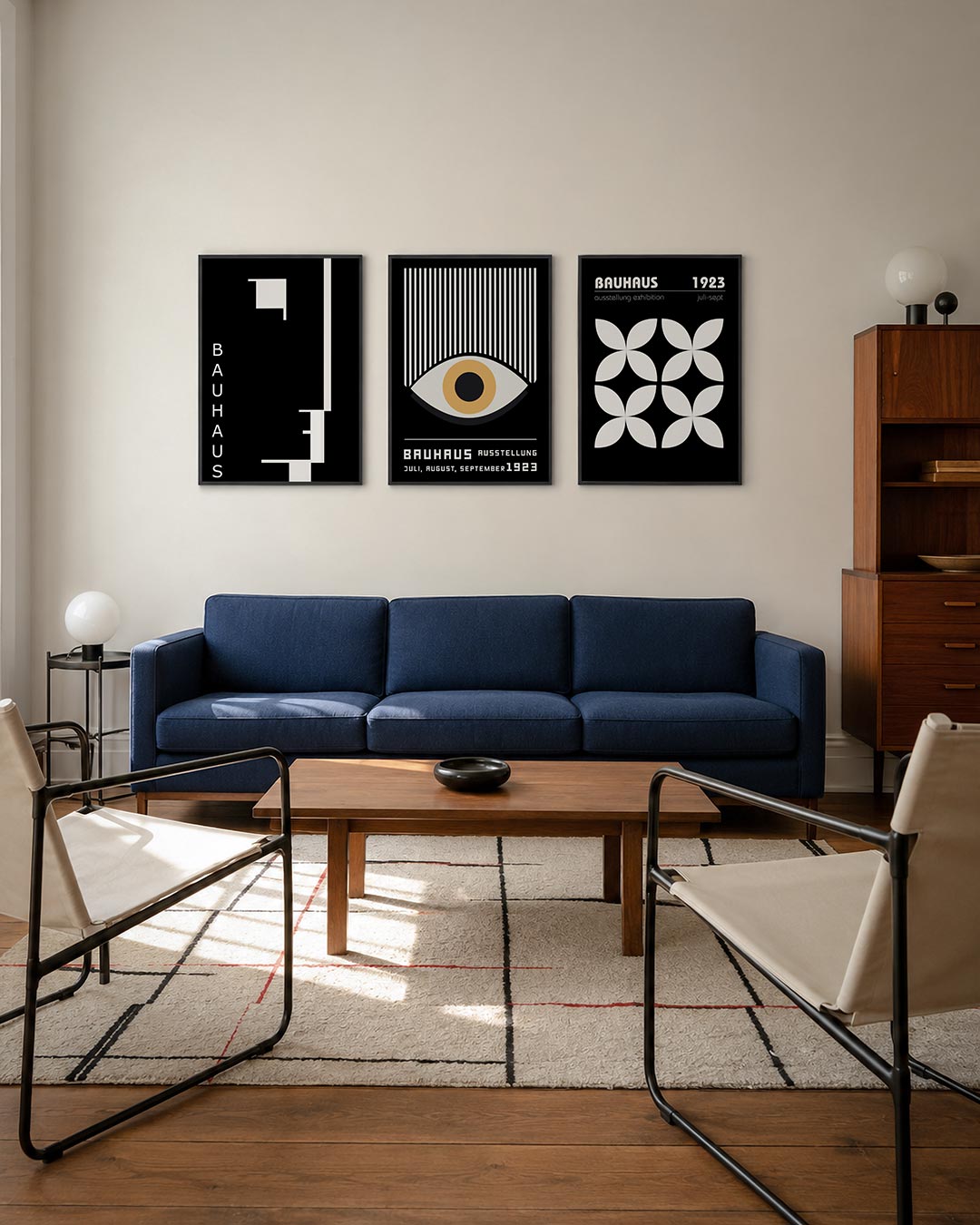 Zwart wit lijnenspel Posterset