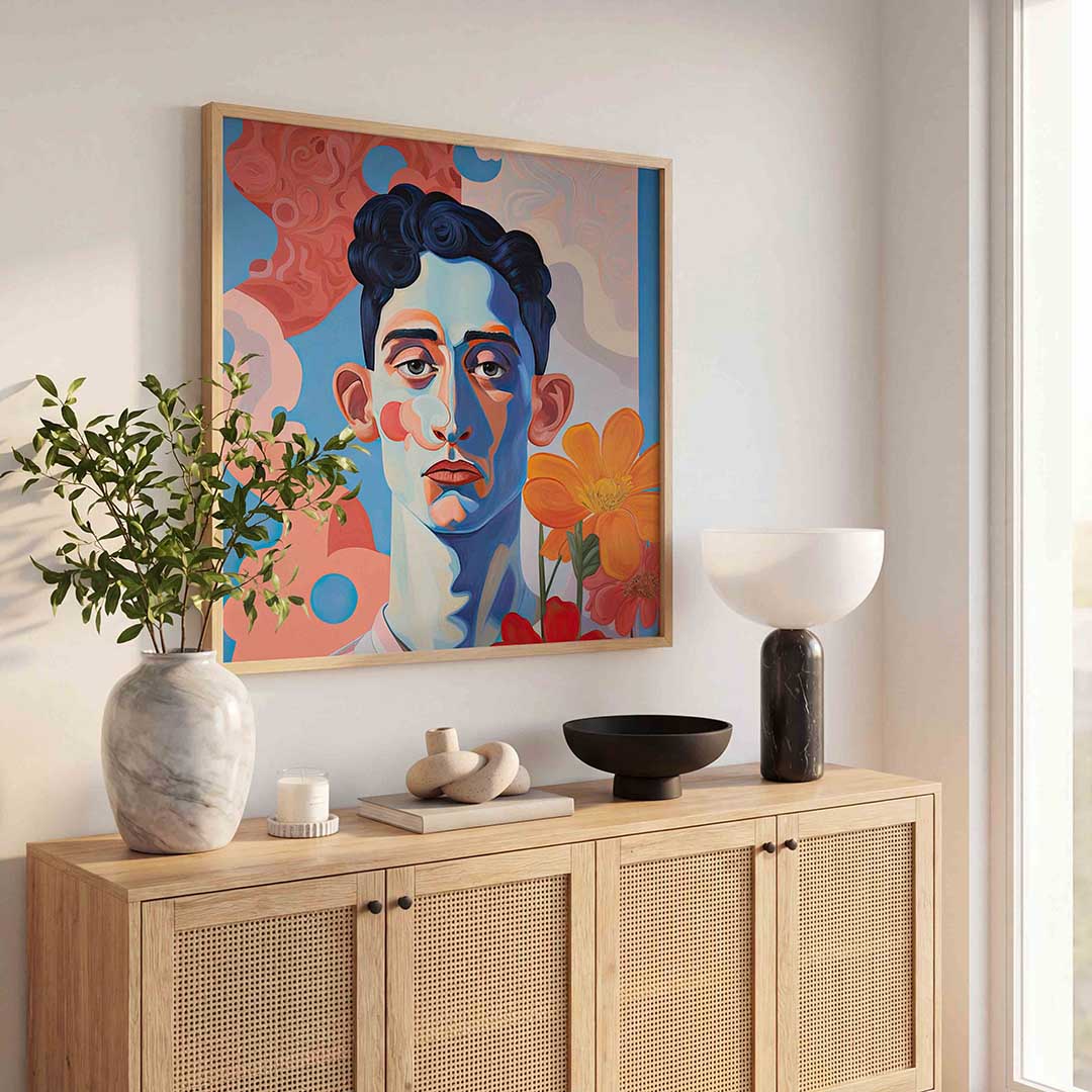 Portret met bloemen Poster