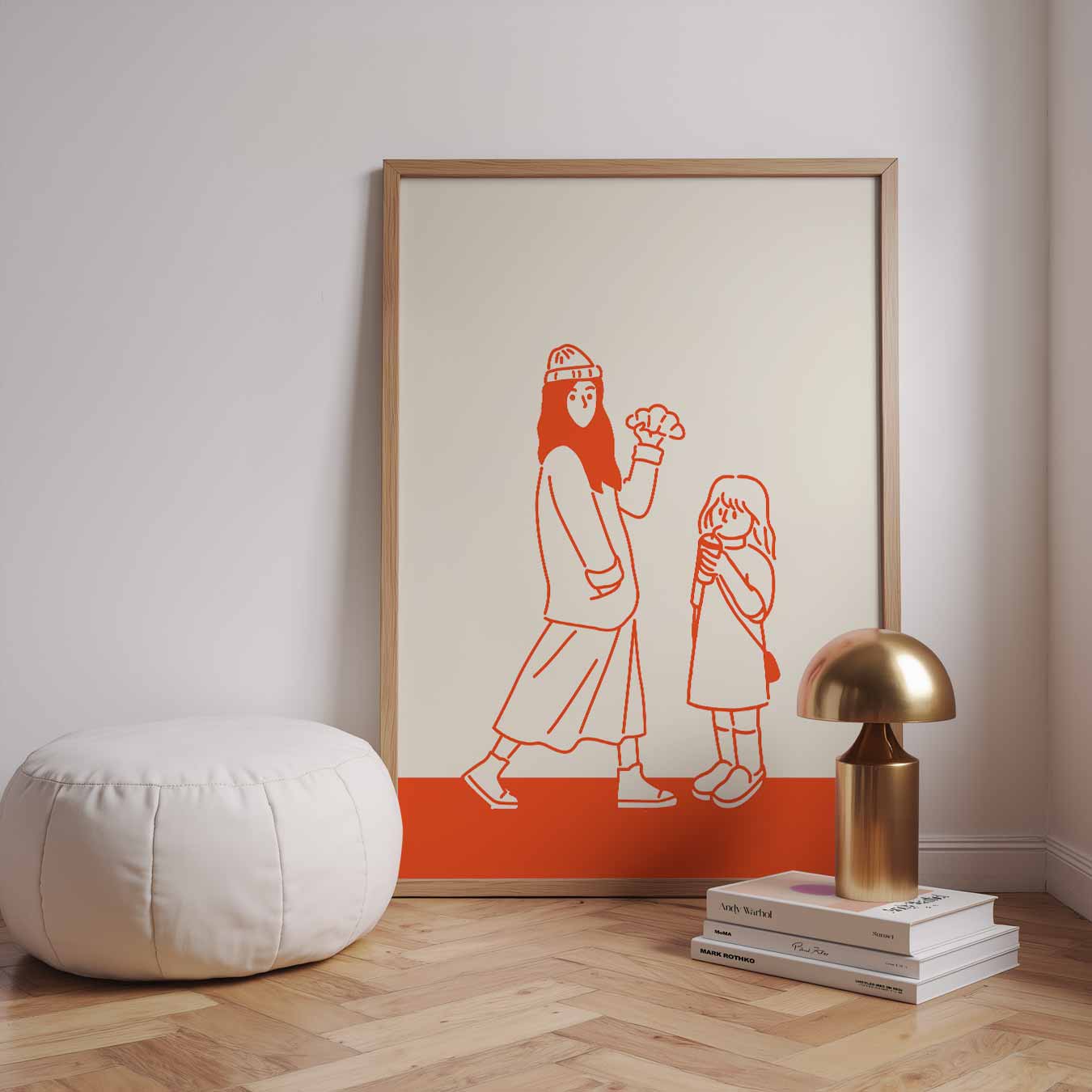 Vrolijke Wandeling Illustratie Poster-WallArtistic