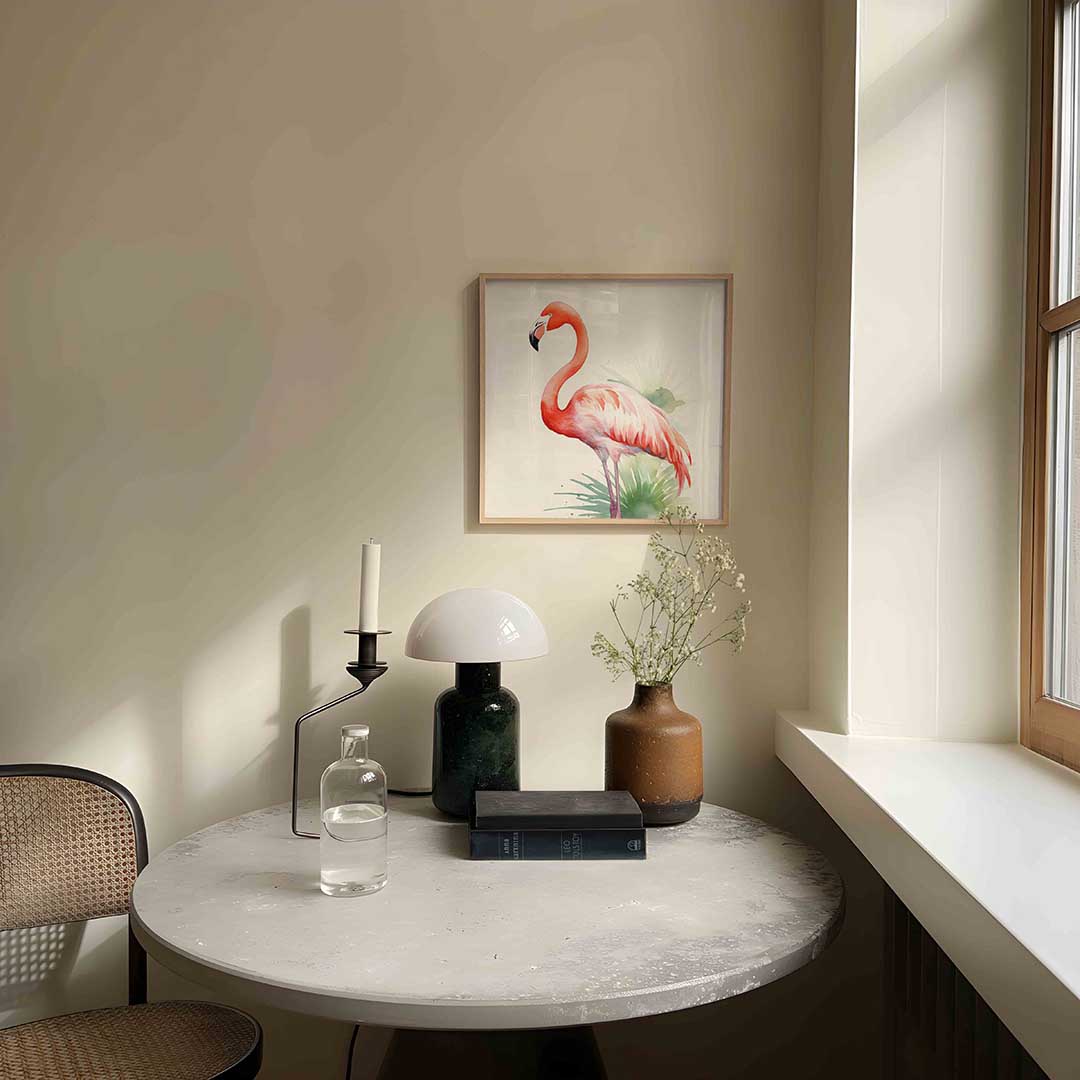 Flamingo met groene accenten Poster