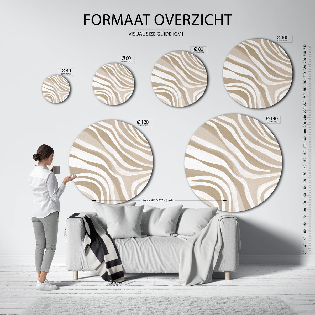 Golvende lijnen Muurcirkel
