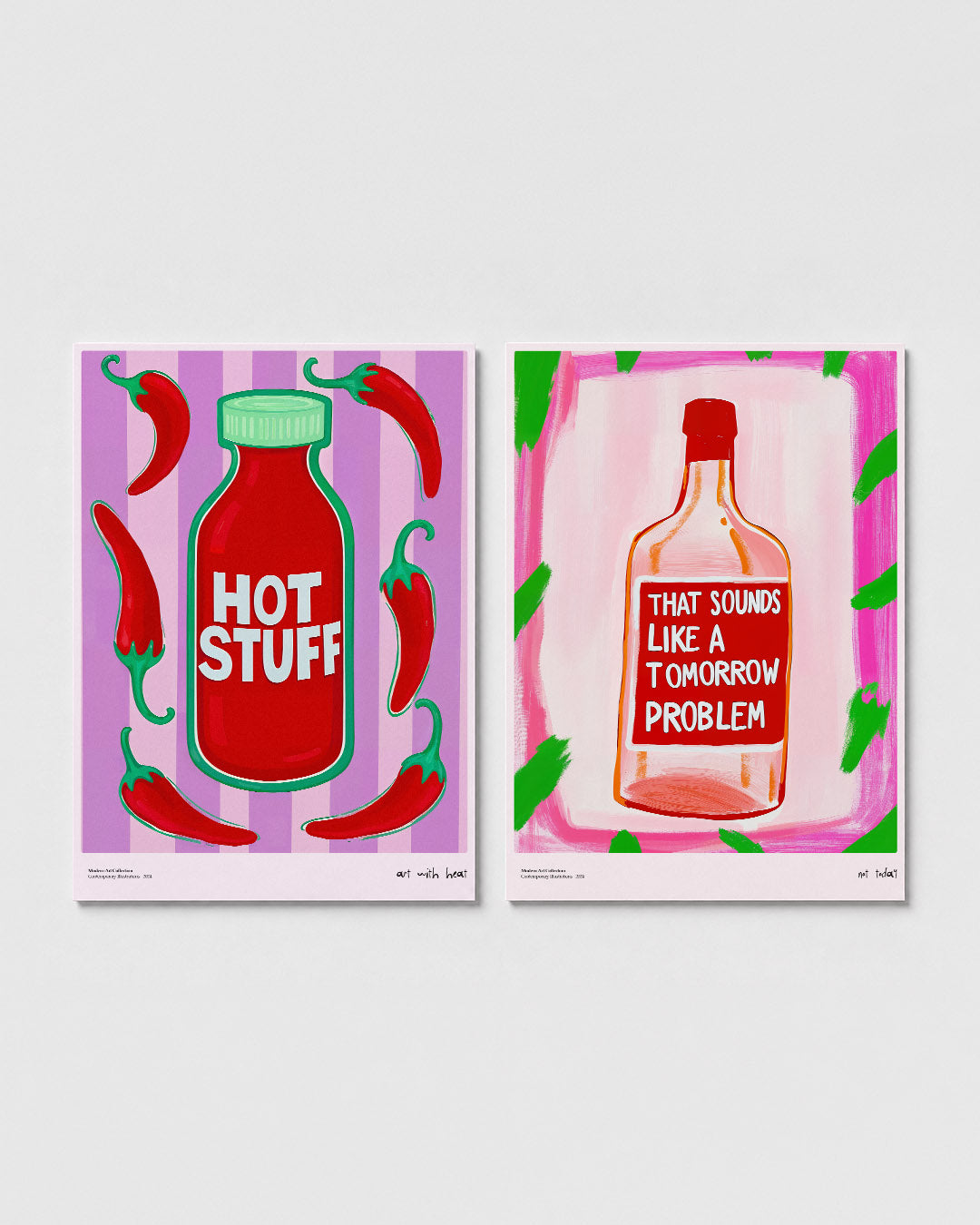 Kleurrijke peperflessen Posterset
