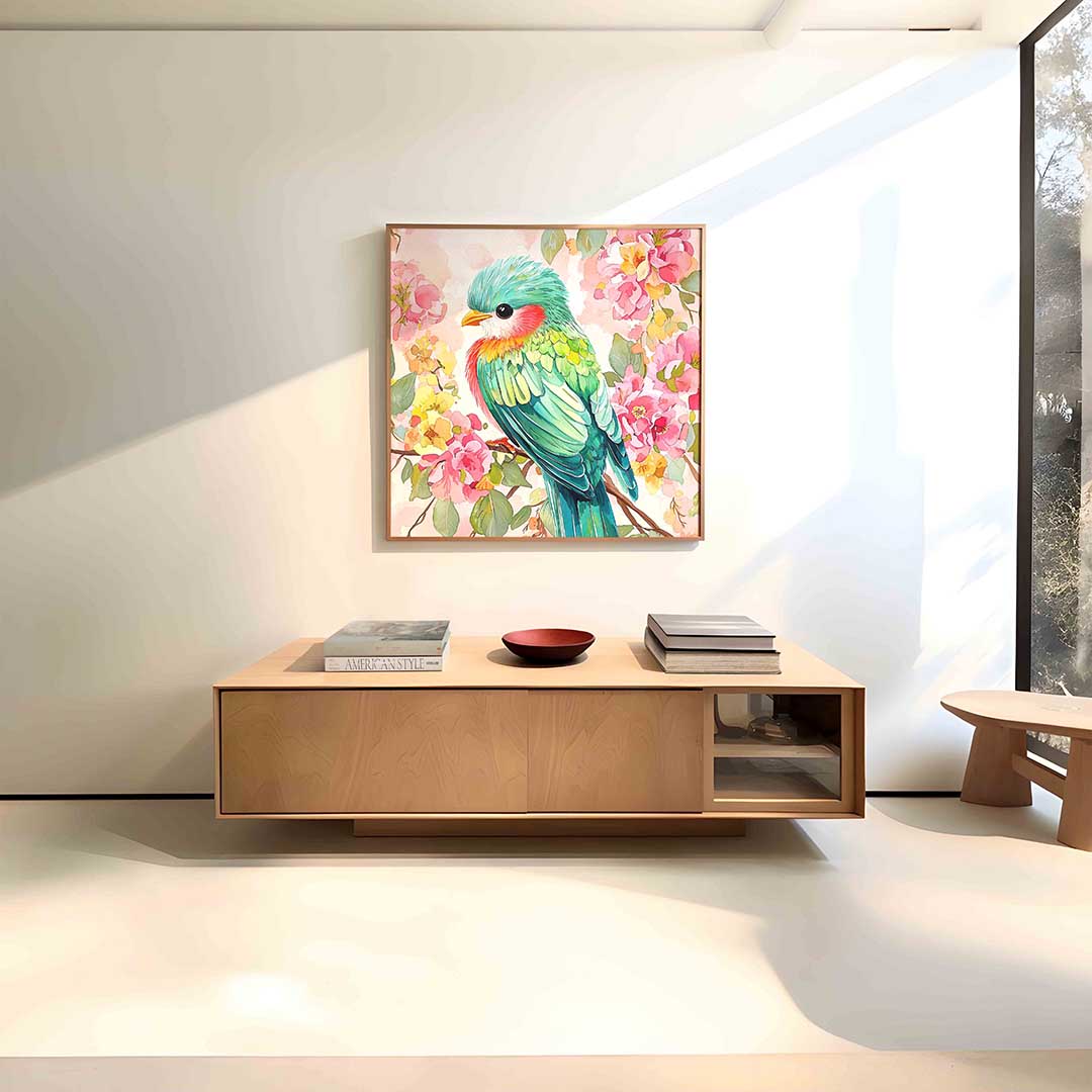 Vogel en bloemen Poster