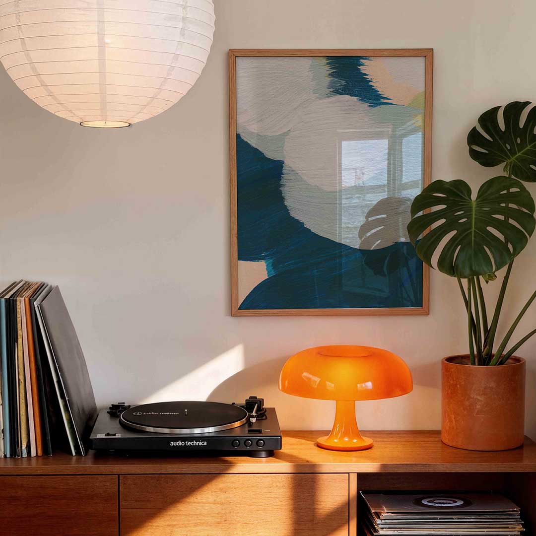 Abstracte blauwe en witte vormen Poster