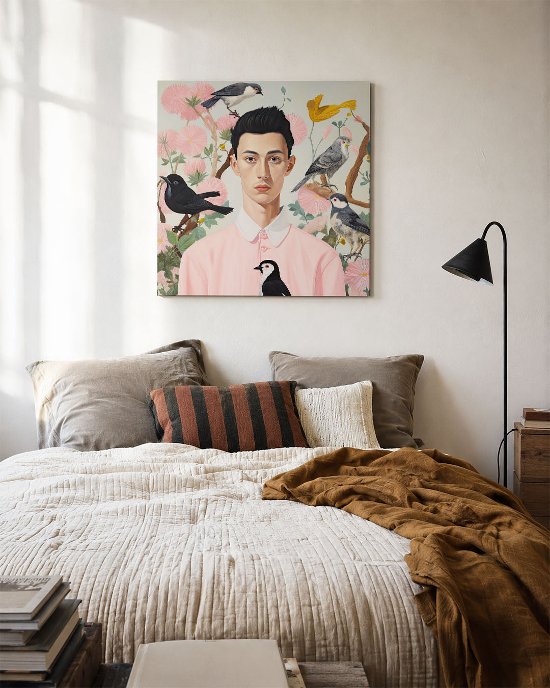 Vogels en bloemen portret Kunstwerk
