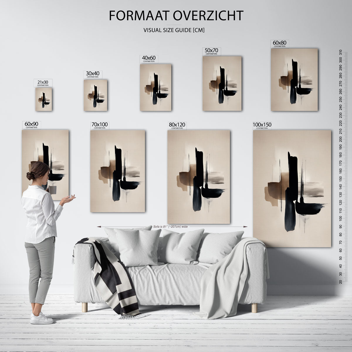 Abstracte penseelstreken Poster