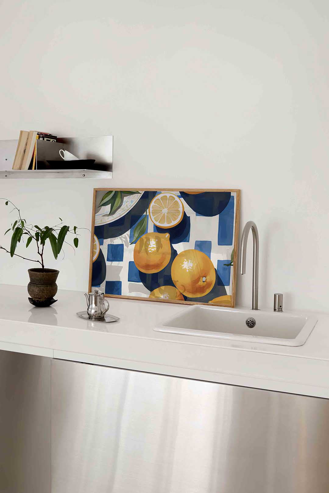 Citroenen op blauw wit Poster