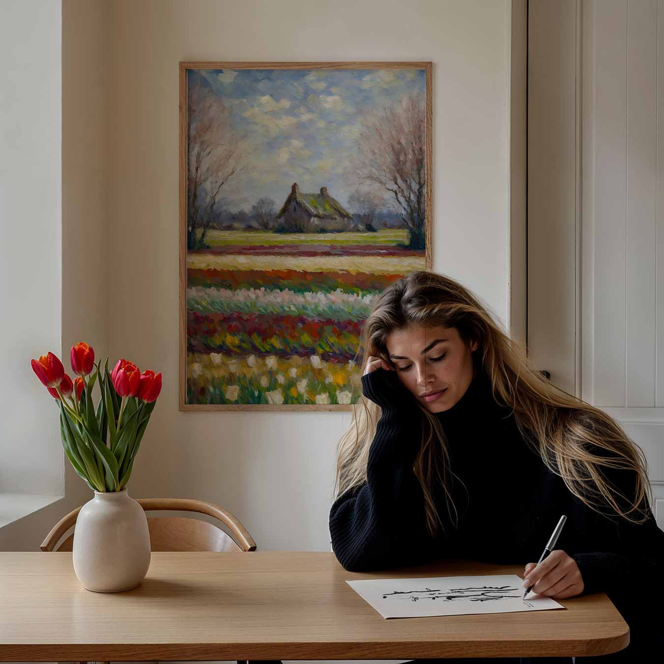 Nostalgisch Landidyll in de Lente Poster-WallArtistic
