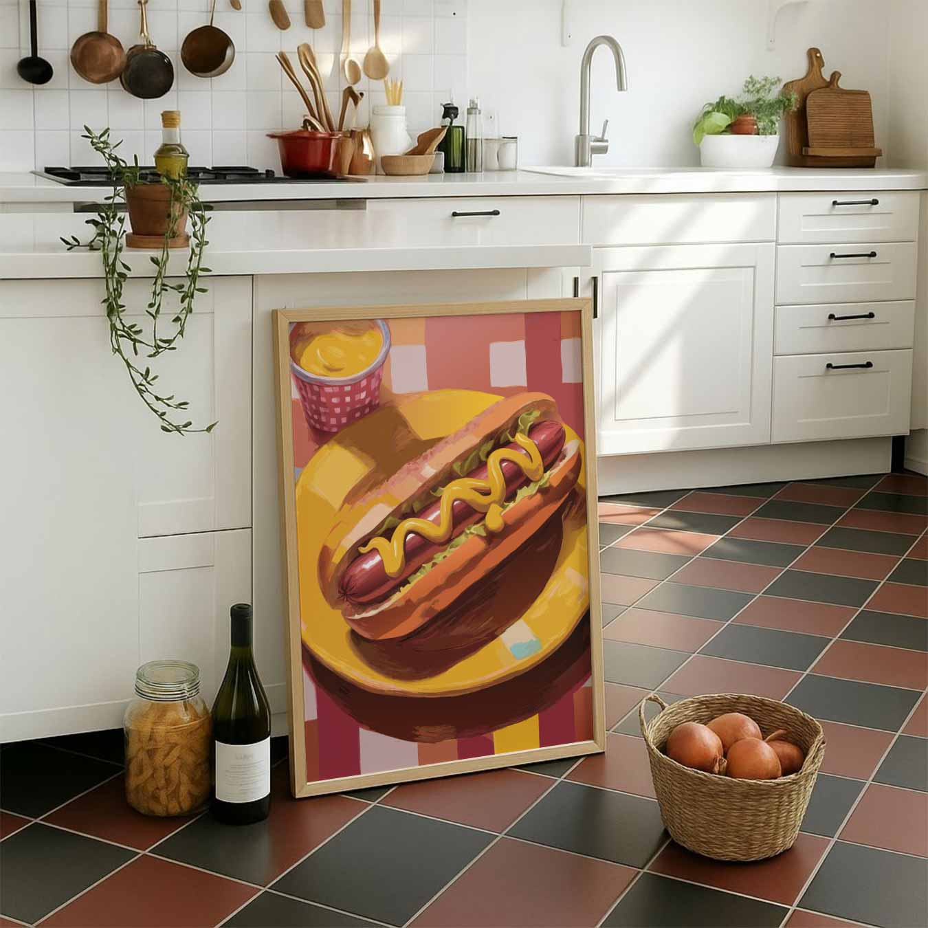 Vrolijke Hotdog Poster-WallArtistic