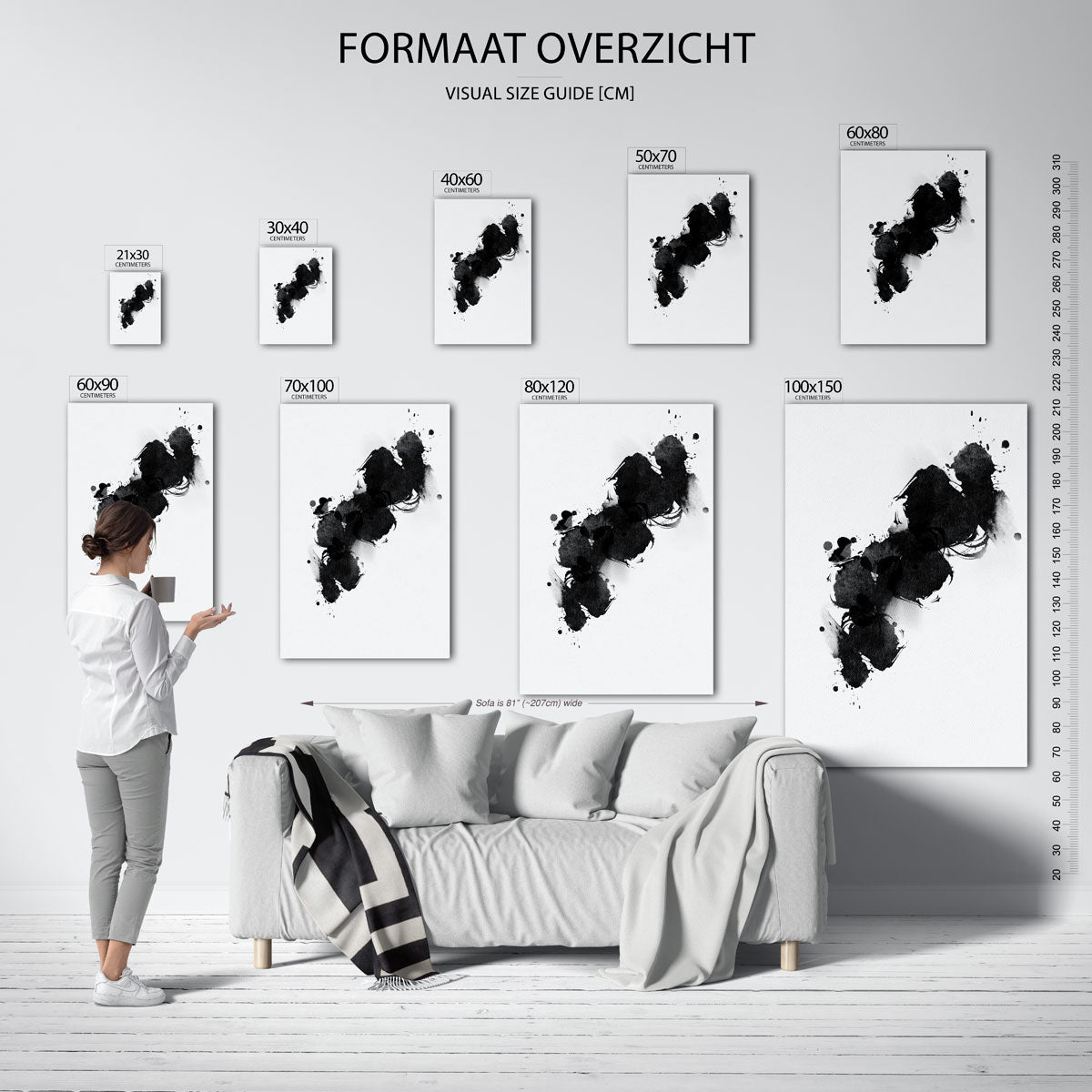 Zwart wit abstracte vlekken Poster