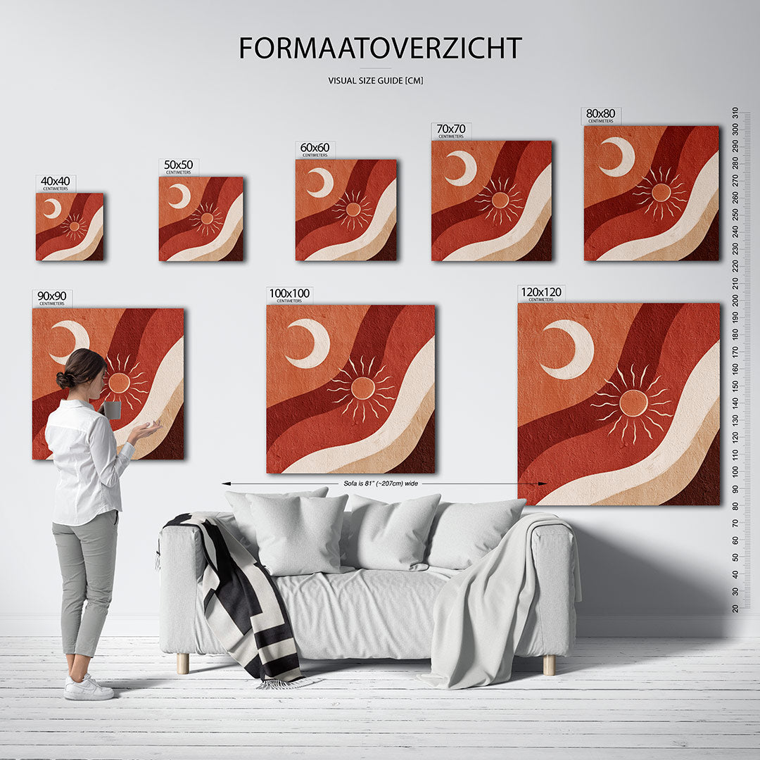 Golvende zon en maan Kunstwerk