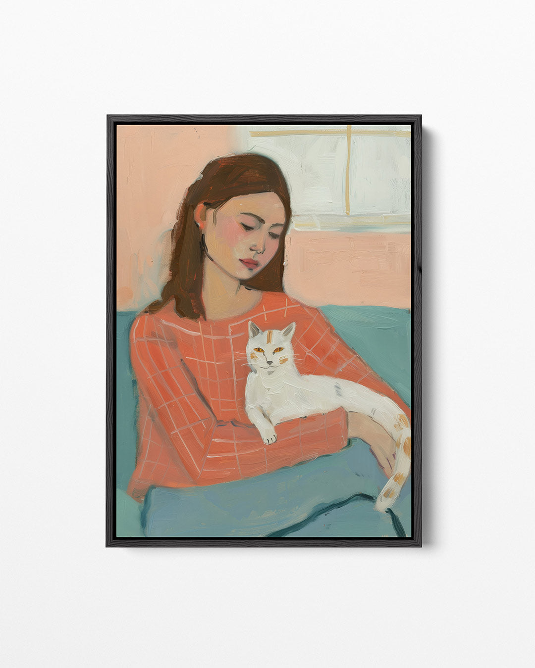 Vrouw met kat Kunstwerk