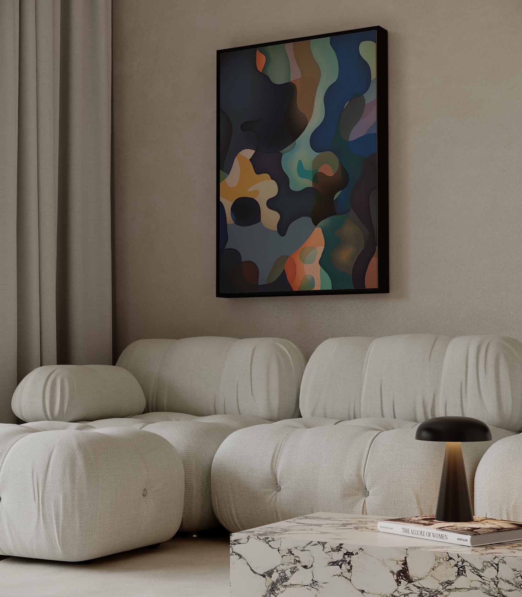 Kleurrijke Golven Kunstwerk-canvas-dibond-plexiglas-wanddecoratie-WallArtistic