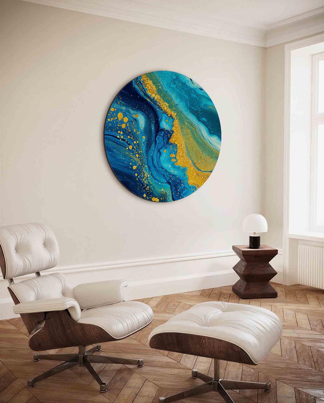 Blauwe en gouden Muurcirkel