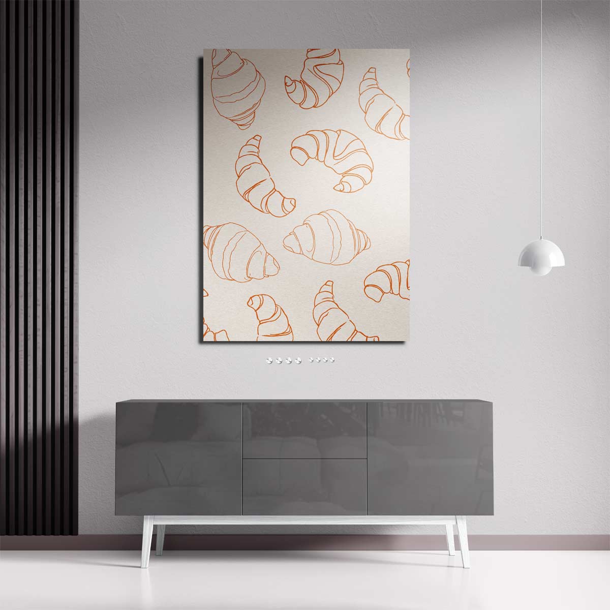 Croissant Illustratie Patroon Kunstwerk-canvas-dibond-plexiglas-wanddecoratie-WallArtistic