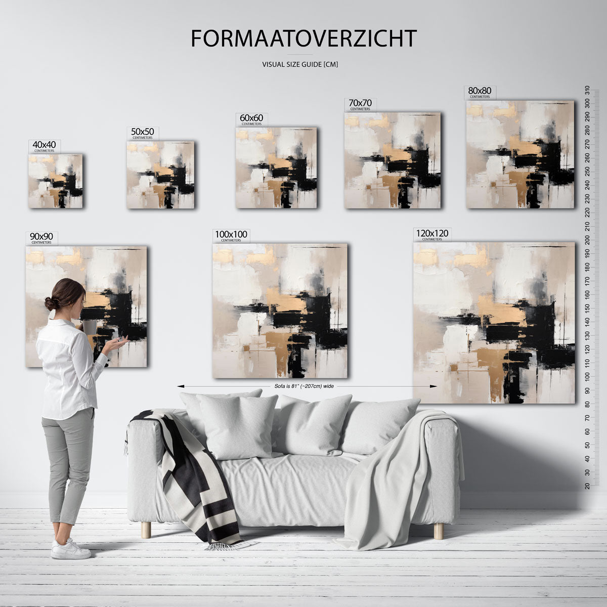 Abstracte beige en zwarte Poster