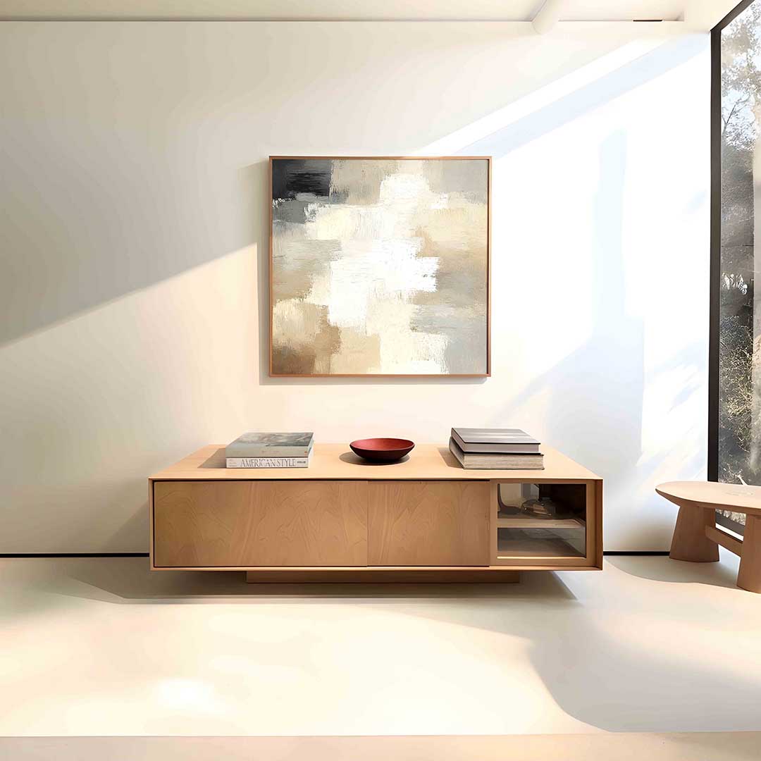 Abstracte beige en grijze Poster