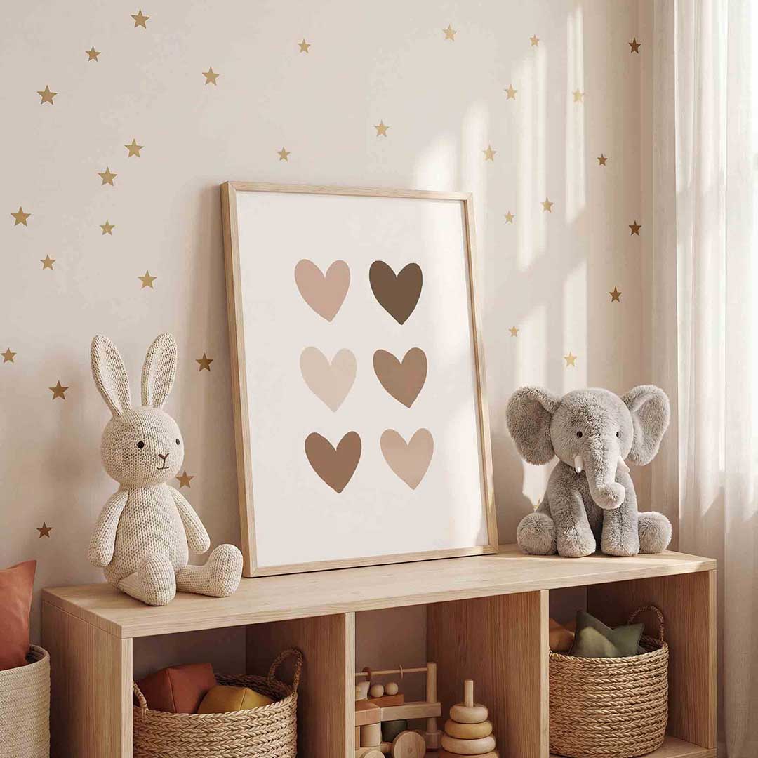 Harten in neutrale tinten Poster