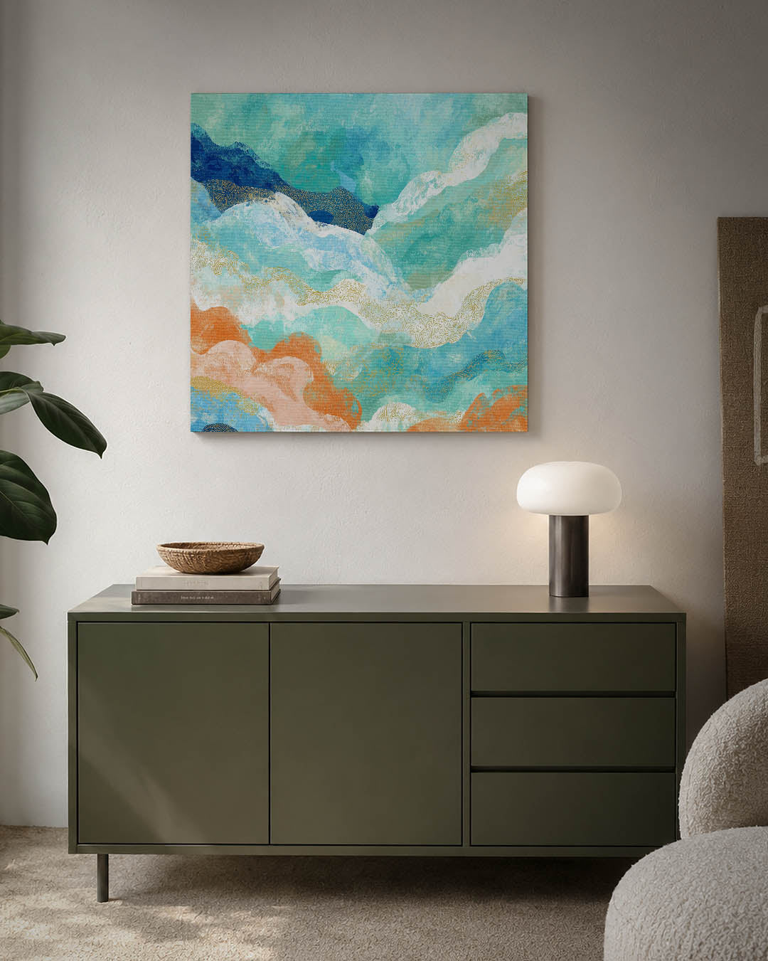 Golvende kleurencompositie Kunstwerk